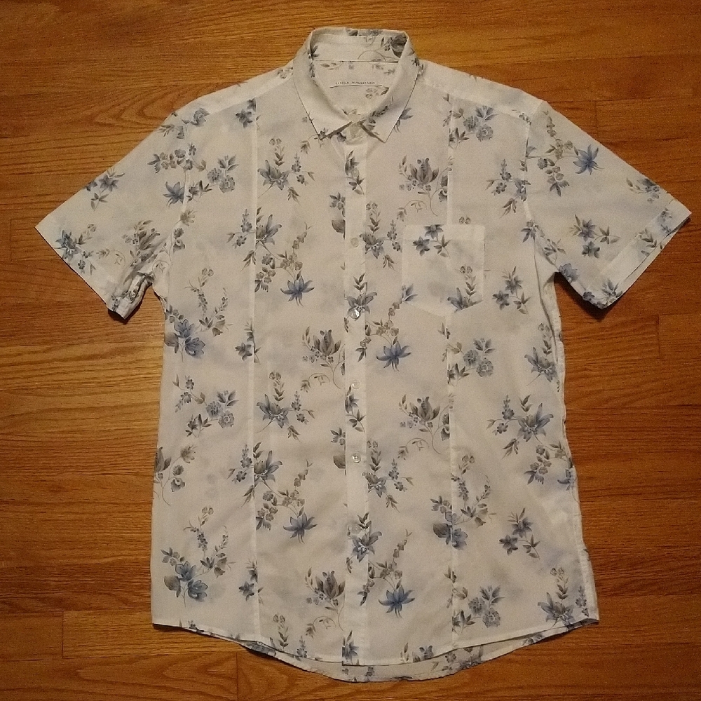 Daniele Alessandrini Blue Floral Casual Shirt
